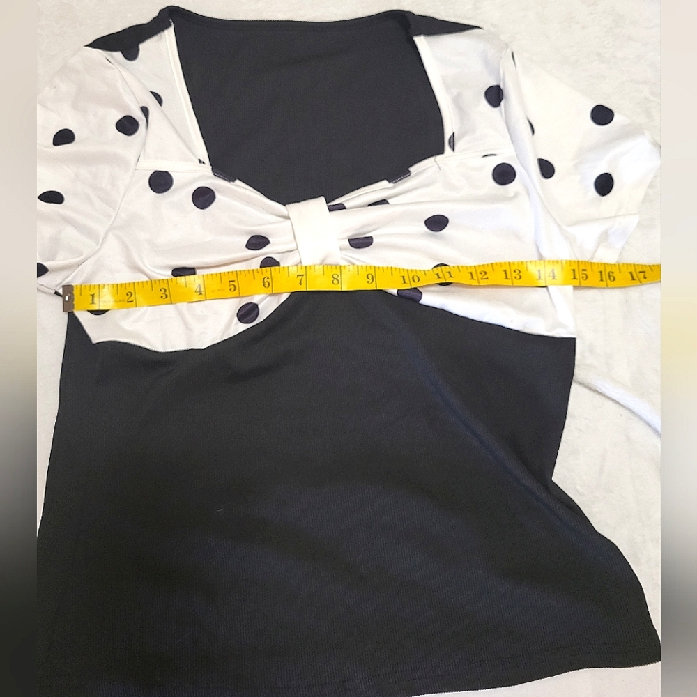 SHEIN Contrast Polka Dot Blouse  L (fits M) - Picture 3 of 6